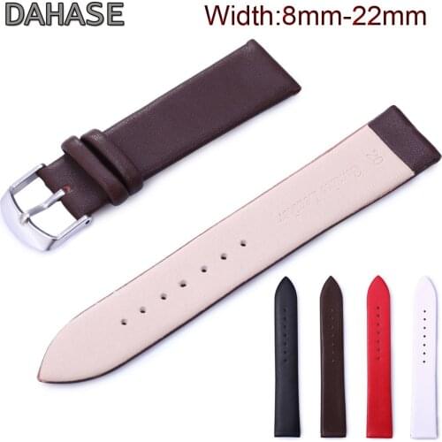 Simple Watch Strap 8mm 10 12 13 14 15 16mm 17 18 19 20 21 22mm Ultra Thin Replacement Genuine Leather Band Bracelet Wristband