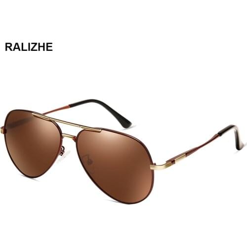 RALIZHE Men Women Polarized Pilot Sunglasses Retro Brand Designer Classic Driver Fishing Anti-glare Black Gold Sun Glasses UV400