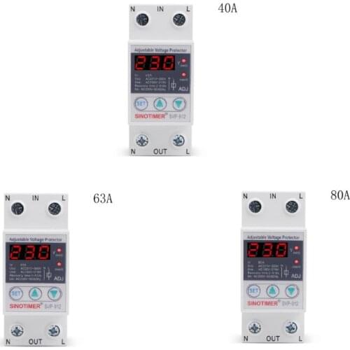 220V 40/63/80A Over Under Voltage Protector Relay Reconnect Protective Device 875F