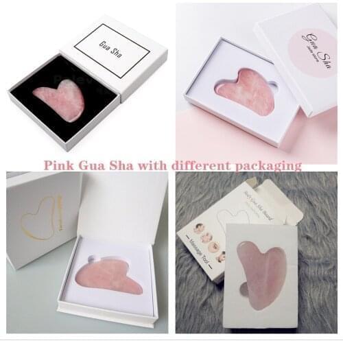 Pink Jade Gua Sha Scraper Board Massage Rose Quartz Jade Guasha Stone For Face Neck Skin Lifting Wrinkle Remover Beauty Care