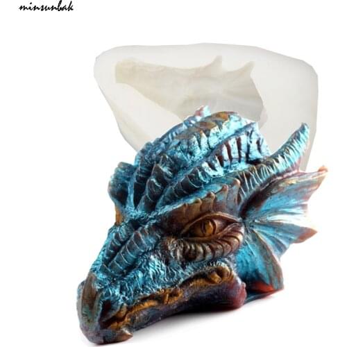 Minsunbak 3D Dragon Silicone Mould Natural Handmade Soap Candle Mold Chocolate Gumpaste Sugar Craft Cake Decoration Tools