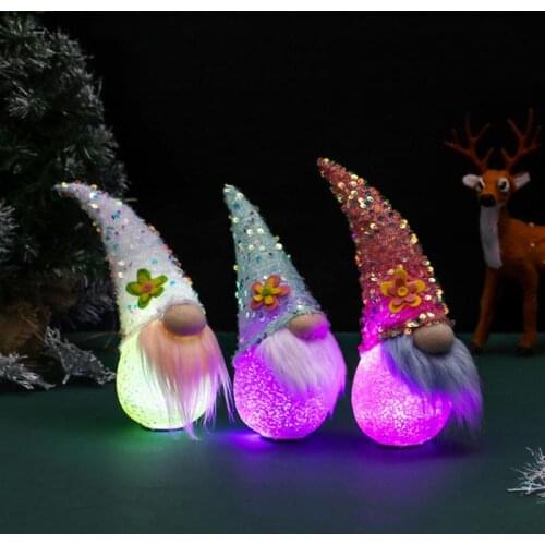 Glowing Bunny Doll Cute Rabbit Ears Faceless Dwarf Doll Party Decor EVA Easter Doll Props Ornaments Christmas Home Decorations