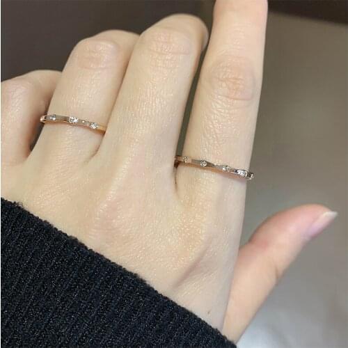 Titanium Steel Rhinestone Ring For Women hot selling rose gold color factory supply cheap ring jewellry drop shipping