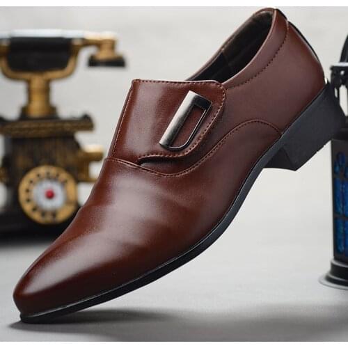 Pop Mens Quality PU Leather Shoes Zapatos de hombre Size 38-48 Black Leather Soft Man Business Leather Shoes tyh78