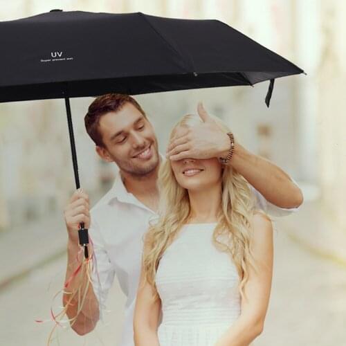 UV Automatic Sun Umbrella Three Fold Thickened Black Glue Sunscreen Umbrella Rain Women Windproof Auto Umbrellas Rain For Men