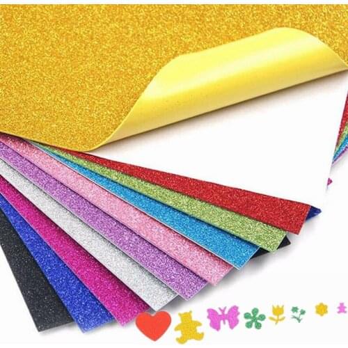 10Sheets Gold Powder Glitter Foamiran Paper for Diy Flowers Childrens Craft DIY Handcraft Foam Paper Origami Colored Decor