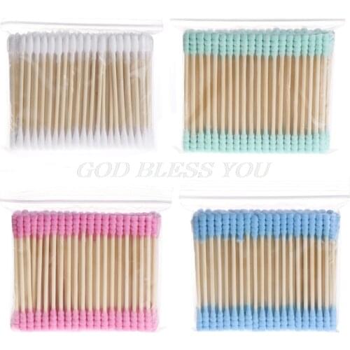 100Pcs Double Head Cosmetic Makeup Cotton Swab Women Stick Ear Cotton Buds For Medical Cleaning Tips Tools Nose Ears Wood Sticks