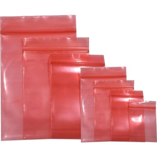 100PCS PE Self Seal Red ESD Shielding Antistatic Bag Zip Lock Bags Anti Static Package Pouches for Electronic Jewellry Storage