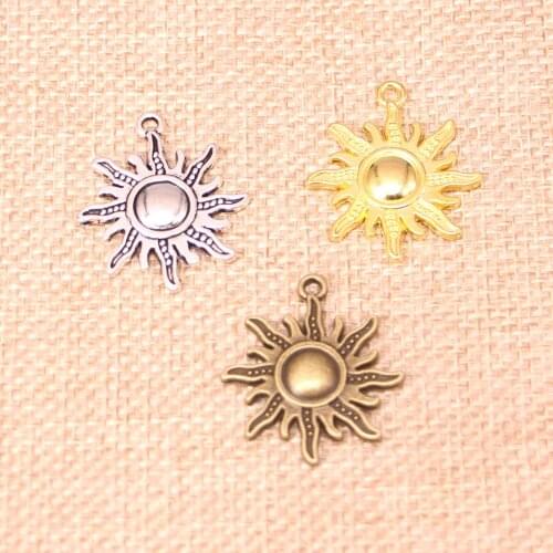 15pcs Charms sun sunburst Antique Silver Gold Bronze Plated Pendants Fit Jewelry Making Findings Accessories 28*25mm
