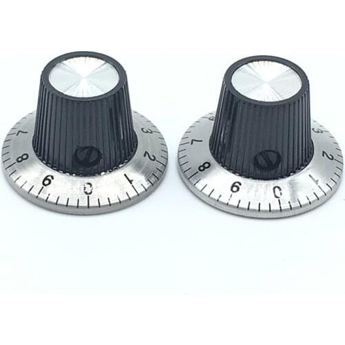 2pcs 6MM Hole With Digital Dial Metal Surface Potentiometer C2 Knob Switch Caps 29X18mm