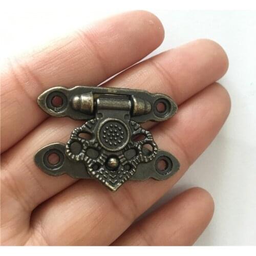 20Pcs Antique Zinc Alloy Decor Jewelry Trinket Wooden Box Hasp Clasps Latch Hook,25*37mm