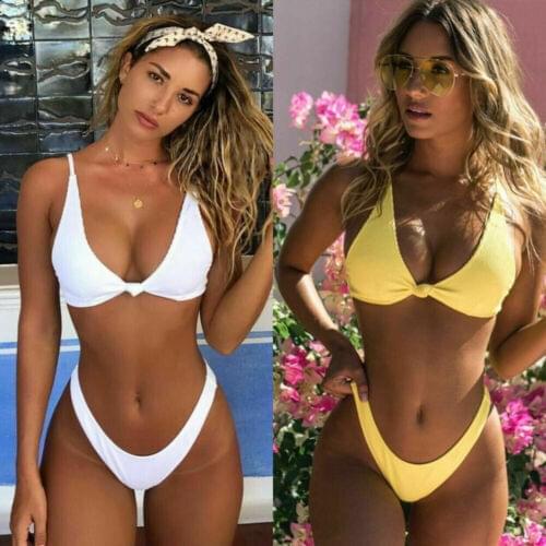 2020 Summer Sexy Swimwear Women Bikini Sets Padded Bra Thong Bottoms Swimwear Swimsuit Set Bathing Suits Swimwears Costume Hot