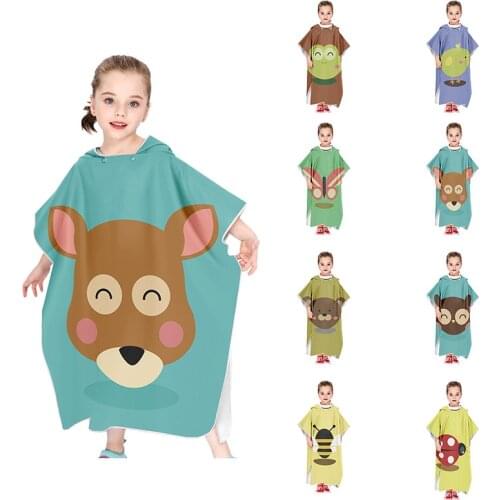 2021 New Kids Hooded Bath Towel Cartoon Child Sunscreen Beach Shawl Boys Girls Microfiber Beach Towels Super Absorbent