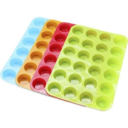 24 Holes Silicone Round Mold DIY Cupcake Cookies Fondant Baking Pan Non-Stick Pudding Steamed Cake Mold Baking Tool