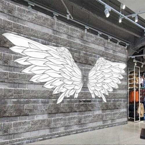 Beibehang Custom 3d wallpaper European and American hand-painted wings bar coffee shop mural background wall decoration