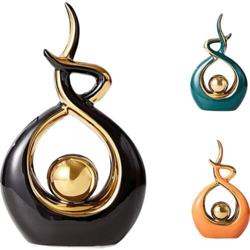 Home Decoration Accessories for Living Room Ceramic Abstract Sculpture Handicraft Statues Office Desk Decoration