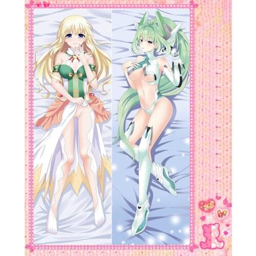 Anime Cartoon Hyperdimension Neptnuia Double Bolster Hugging Pillow Case Pillow Cover Pillowcase Peach Skin 2 Way No.67008