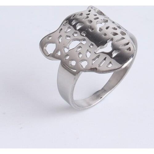 Free shipping Hollow leopard head 316l Stainless Steel finger rings for women men wholesale