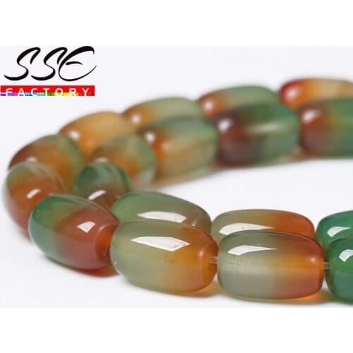 Natural Pracock Agates Bead Drum Barrel Shape Bead Stone Beads Semi-Finished Handmade Bracelet Bead Accessory For Jewelry Making