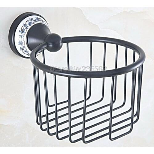 Black Oil Rubbed Brass Wall-Mounted Toilet Tissue Toilet Tissue Paper Roll Holder Basket Bathroom Accessories Lba758