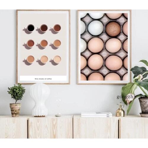 Nine shades of coffee Kitchen Posters egg still life Canvas painting and Prints modern Wall art Pictures Living Room home decor