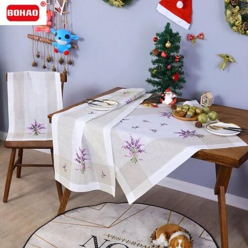 TORUSSIALavender Elegant Polyester Linen European Purple Lavender Embroidered Party Decoration Coffee Tablecloth Decoration 2021