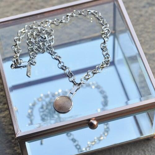 GULCE DERELI, CIRCLE SYMBOL NATURAL STONE NECKLACE, CHAIN NECKLACE, GIFT BOX, GOLD/SILVER PLATED