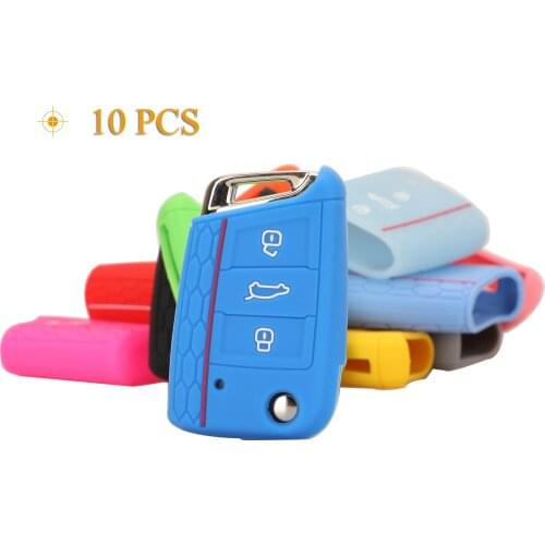 Jingyuqin 20ps 3 Buttons Remote Car-Styling Accessories Key Case Cover For Volkswagen VW Golf 7 mk7 Silicone Key Protect Case