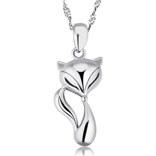 New Fashion 925 Sterling Silver Animal Fox Pendant Necklace for Women Girl Lovely Collier Choker Necklaces Collar Jewelry