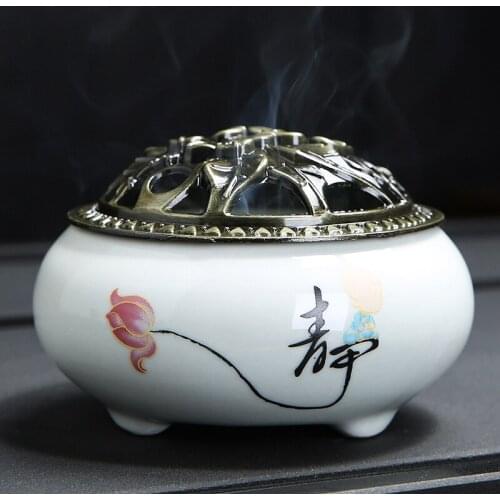 Hot Ceramic Small Incense Burner Tea Ceremony Sandalwood Stove Plate Incense Burner Aromatherapy Stove Tea Table Tea Accessories