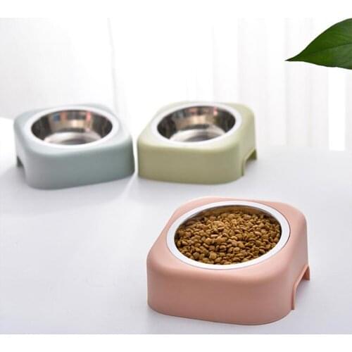 Dog Cat Bowl Stainless Steel Food Bowls 15 ° Incline Protect Pet Cervical Spine Anti Slip Feeding Bowl Small Dog Cat Accessories