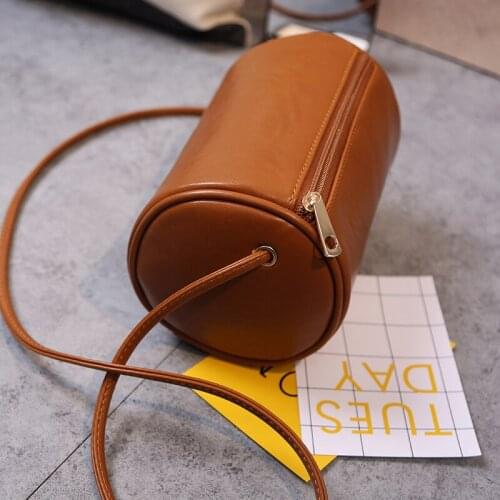 New package mini cylinder bag soft leather oblique small round package retro small incense wind chain mobile phone package CY-25