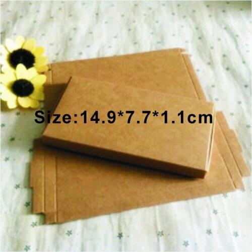Wholesale 1000PCS/LOT Size 14.9*7.7*1.1cm Kraft Paper Box Free Print 1 Color LOGO Paper Gift Box