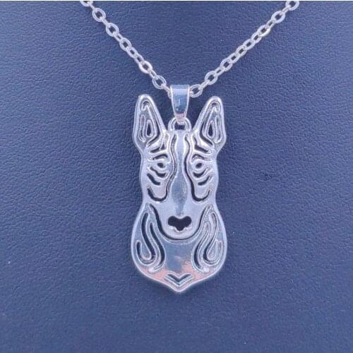 Cute Bull Terrier Necklace Dog Animal Pendant Gold Silver Plated Jewelry For Women Male Female Girls Ladies Kids N068