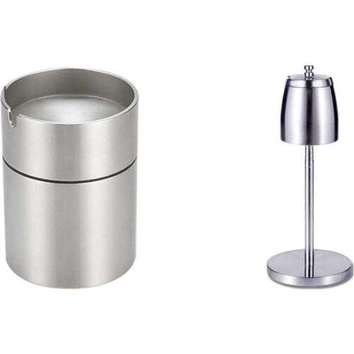 Ashtray Stainless Steel Car Windproof & Floor Standing Ashtray, Telescopic Stainless Steel Windproof Ashtray with Lid