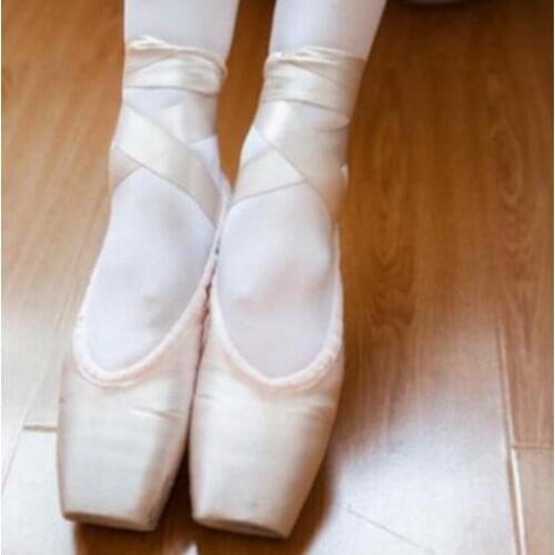 Professional Dance Shoes Canvas Satin Pointe Shoes Pink Women Girls Ballet Shoe Sizing FR29-FR43 Free Shipping