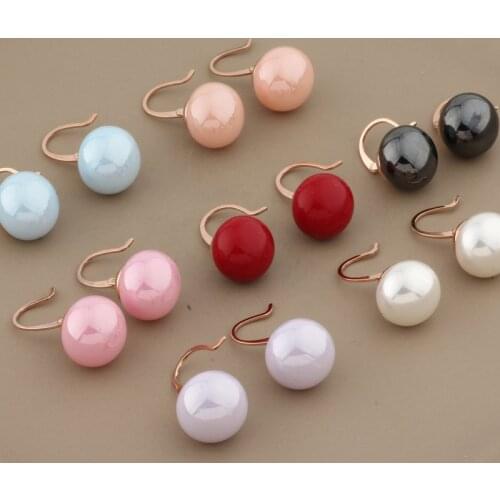Simple Flatbread Shape Pearl Earrings 585 Rose Gold Plated Copper Drop Earrings For Women Multicolor Pearl To Send Friends Gift