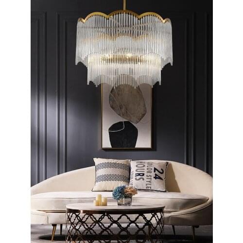 Light luxury post-modern chandelier living room room dining room bedroom glass rod Nordic lamp