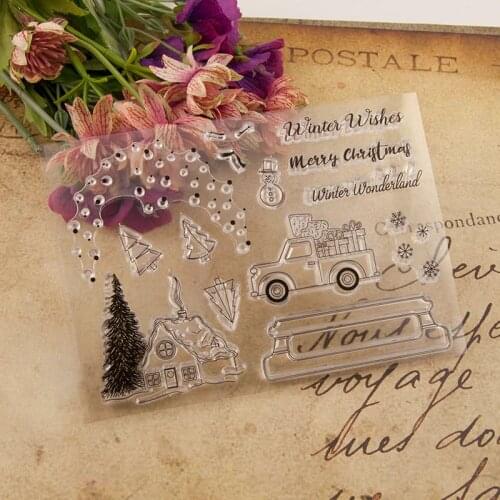 Christmas Tree House Car Gift Clear Silicone Rubber Stamp for DIY Scrapbooking/photo Album Decorative Craft