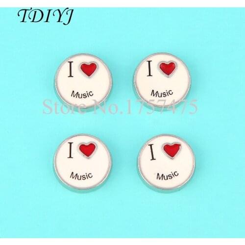 TDIYJ New Design 7mm Alloy I Love Music Floating Locket Charms for Glass Locket as Gifts for Friends 20pcs/lot