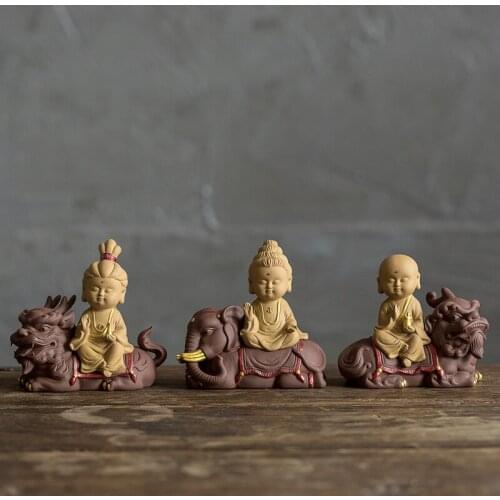 Hot-selling Saints Ornaments Purple Sand Ceramics Guanshiyin Tathagata Buddha Ksitigarbha King Fortuna Buddha Antique Ceramics