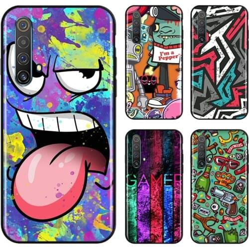 Street Art Anime Graffiti For OPPO Find X3 X2 K5 K3 R17 R15 R9S F19 F15 F11 F9 F7 F5 Neo lite Pro Black Soft Phone Case
