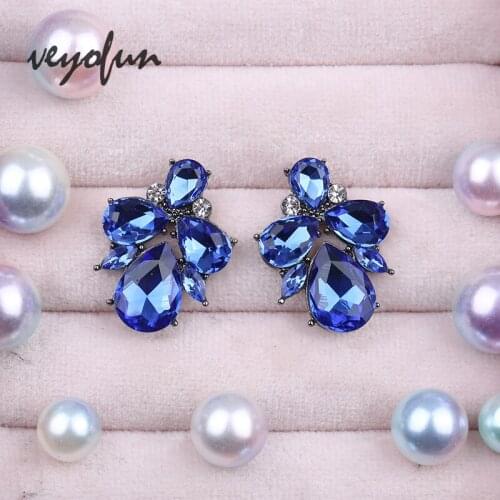 Veyofun Trendy Girl Geometric Crystal Stud Earrings for Women Fashion Jewelry Gift New Wholesale