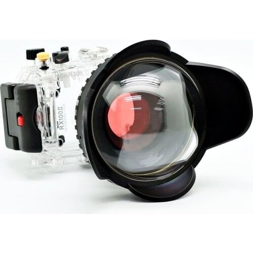 195ft Waterproof Housing Case + Fisheye Wide Angle Lens for Sony DSC-RX100 II