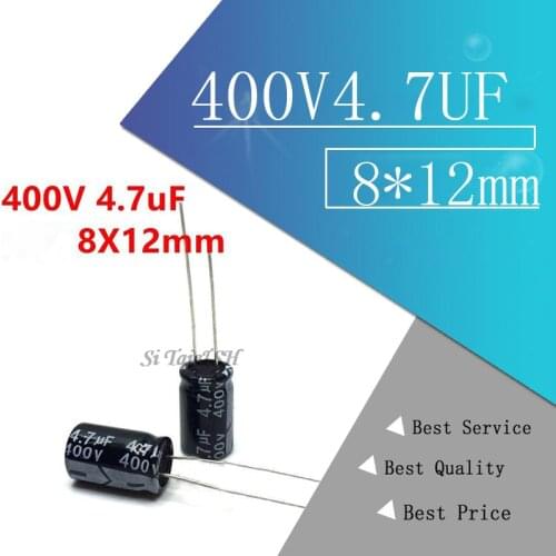 20 Higt quality 400V4.7UF 8*12mm 4.7UF 400V 8*12 Electrolytic capacitor