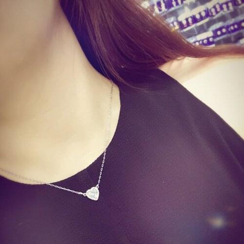 YAN MEI Top Leisure Heart Pendant Silver Link Chain Necklace Women Fashion Zricon Weeding Necklace For Valentines Day GLD0886A