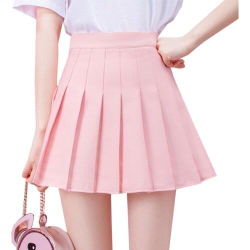 Pink Gothic Women Pleated Skirts Summer High Waist Female Plaid Mini Skirt Fashion Casual Ladies Girls Dance Skirts Tennis Skirt