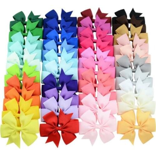 40 Color Ribbon Hair Bow Clips for Baby Girls Bowknot Hairpins Children Headwear Accessories