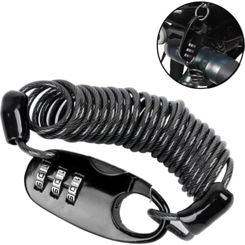 Motorcycle Helmet Lock With Steel Wire Cable Tough Combination PIN Lock Carabiner Fix For Motorcycle Bicycle Electric Scooter