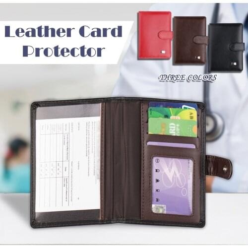 Vaccination Certificate Protective Cover Leather Passport Case Office Storage Wallet Card Holder, Impfpass Hülle, Tarjetero #W5